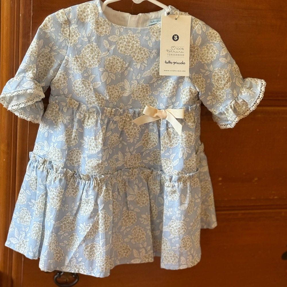 Blue Floral Kids Dress - Picture 3 of 3